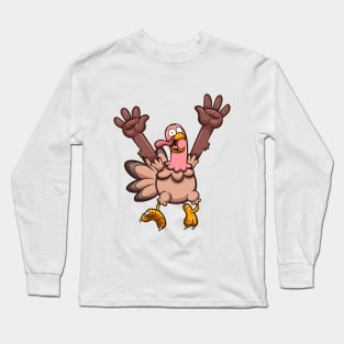 Happy Cartoon Turkey Long Sleeve T-Shirt